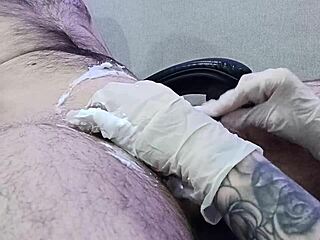 Nurse shaves his groin smooth then delivers that happy ending handjob