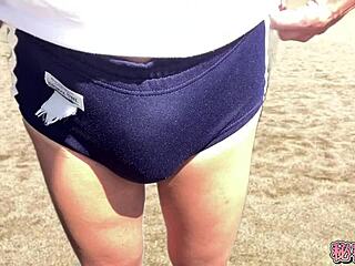 Secretly Masturbating In Girl's Bloomer Outdoors Feels So Naughty
