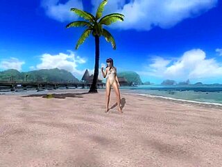 DOA5 Hitomi Strips Nude Swimsuit Mod on Beach Pole Dancing Seductively