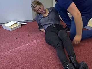 bound teen violet haze gagged deepthroated in real estate bondage