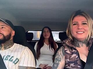 uber driver licks wet pussy of 18yo siliconed passenger with husband