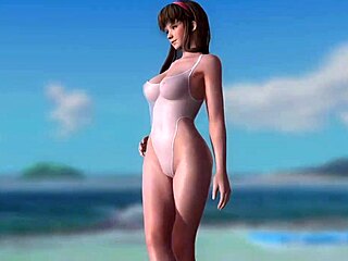 DOA5 Hitomi Strips Nude Swimsuit Mod on Beach Pole Dancing Seductively
