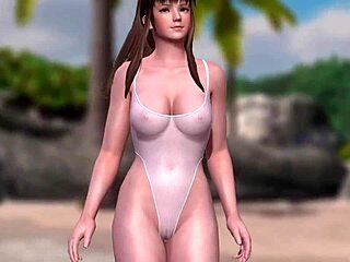 DOA5 Hitomi Strips Nude Swimsuit Mod on Beach Pole Dancing Seductively