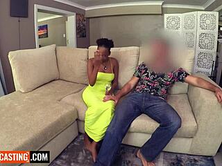 ebony babe's bubble butt bounces on big white cock for gig