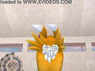 i love renamon's furry stretching workout so much