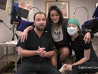 Channy Crossfire Gapes Pussy In Latex Handcuff Humiliation