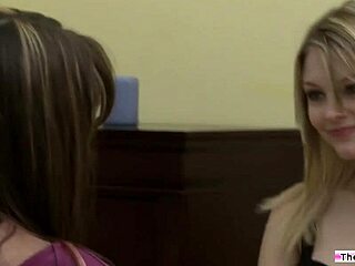 lesbian milf strips shaved teen then licks her pussy... wanna watch her squirm??