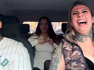 uber driver licks wet pussy of 18yo siliconed passenger with husband