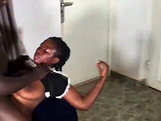 Ebony Maid's Big Ass Pussy Dripping Spit For Boss Alone