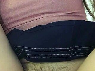 russian brunette reverse cowgirl dildo pussy close up skirt small tits cum mouth