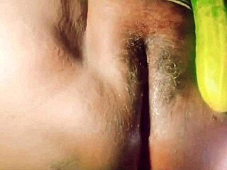 indian village girl rams huge cucumber in wet pussy