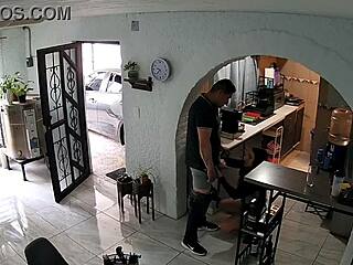 Latina Flirts Seductively with the Contractor on Site