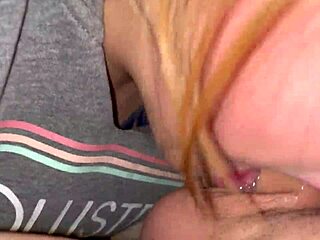 blonde babe chokes on cock for sloppy deepthroat cum in mouth