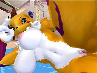 i love renamon's furry stretching workout so much