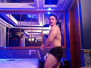 horny student sucks personal trainer's monster cock mid-workout