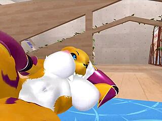 i love renamon's furry stretching workout so much