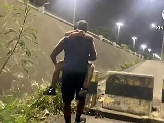 Wife cheats on street after car runs dry—cuck hugs the bull!