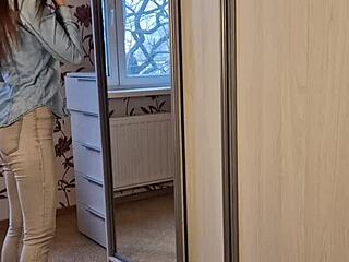 stuck in wardrobe surprise blowjob from neighbor girl