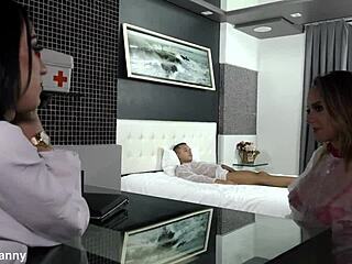 trans nurse and assistant double team patient with anal dt778 deepthroat cowgirl