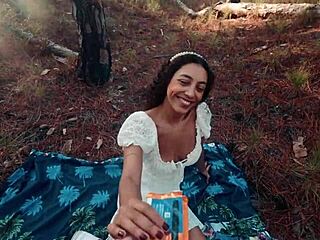 Curvy Latina Sucks Big Black Cock Deep in Forest Pov