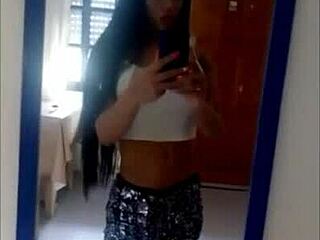 argie tgirl shemale slut wanks cumshot mirror selfie anal fuck