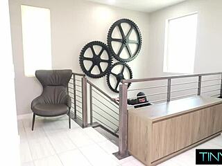 Petite superhero slut traps burglar with tight pussy creampie.