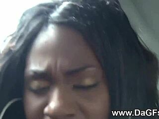 Busty Ebony Tattoo Girlfriend Fingered In Backseat