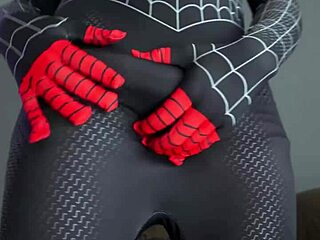 i'm miles morales spiderman cosplayin', strokin' my huge cock till i bust fat loads everywhere