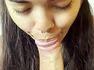 Sleepy Brunette Sucks Slow Swallows Cream