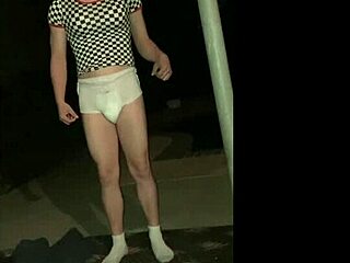 Sissyboy Caught Diapered Outdoors, Forced to Pee for Neighbor Girl!