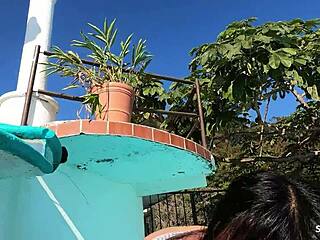 gagging on tourist cock then anal bent over beach... saggy tits latina slut?