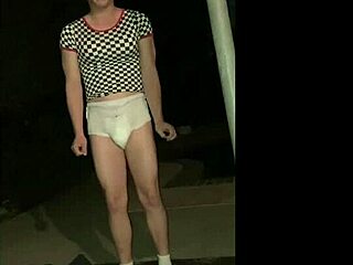 Sissyboy Caught Diapered Outdoors, Forced to Pee for Neighbor Girl!