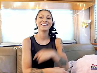 tattooed raven lane gags on cock before pussy gets doggystyle wrecked