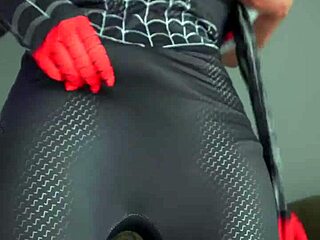 i'm miles morales spiderman cosplayin', strokin' my huge cock till i bust fat loads everywhere