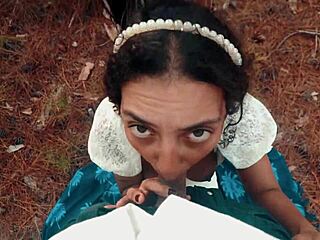 Curvy Latina Sucks Big Black Cock Deep in Forest Pov