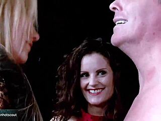 Two Sluts Worship Big Cock in Bent Over Threesome with Cum Swallow!