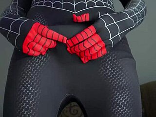i'm miles morales spiderman cosplayin', strokin' my huge cock till i bust fat loads everywhere