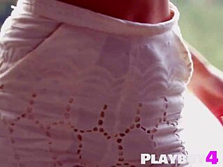 Sophie poses beautifully, stripping clothes to reveal petite nude body for Playboy