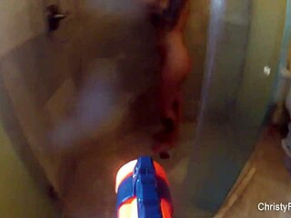 christy mack teases big tits and pussy in shower.