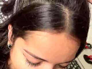 awww cute sub gf chokes gagging on my huge brazilian cock sloppy deepthroat!!