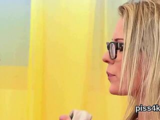 Squirting Lesbian Teens Soak Wet Pussies in Piss Play