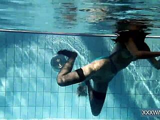 hot 18yo hungarian teen petra fucks shaved pussy underwater poolside