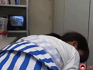 Japanese Mayuka Momota bends over office desk for hairy pussy pounding and ass licking uncensored