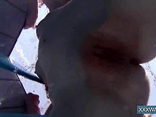 hot 18yo hungarian teen petra fucks shaved pussy underwater poolside