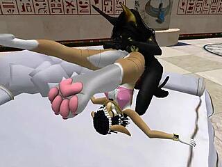 egyptian bunny lady bastet shemale uses servant girl blowjob