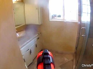 christy mack teases big tits and pussy in shower.