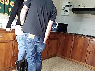 hey cutie bent over kitchen counter for quick wet pussy doggystyle