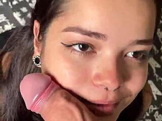 awww cute sub gf chokes gagging on my huge brazilian cock sloppy deepthroat!!