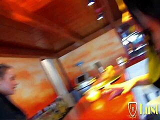 Busty babe spreads legs wide for deep cock pounding