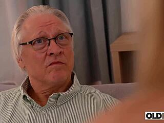 superb blondie with big tits rides old guy's huge cock. pov at oldhans neighbor fuck